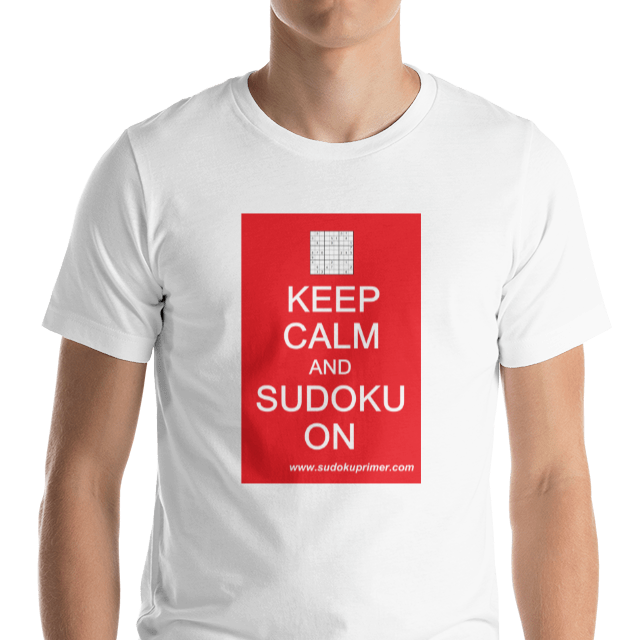 t-shirt with the text 'keep calm and sudoku on'